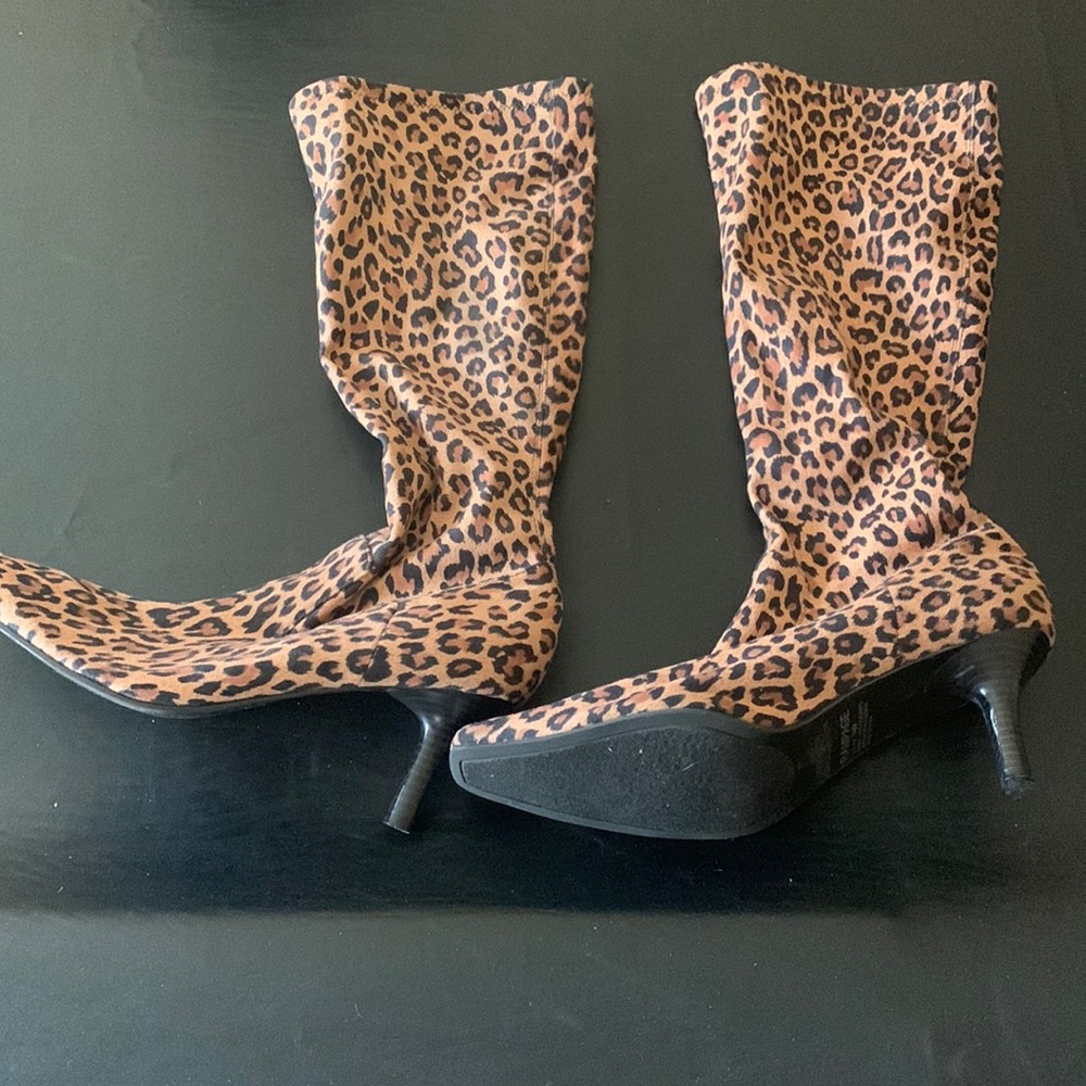 Ladies Rampage Cheetah heeled boots